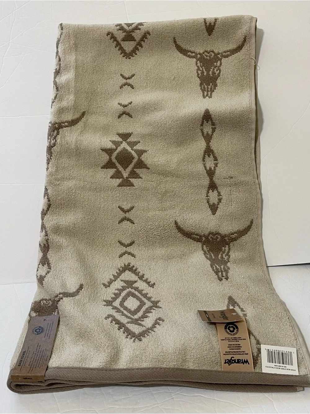 Wrangler Western Steer Skull Design 2 Bath Towels & a Set of Hand Towels - NWT *